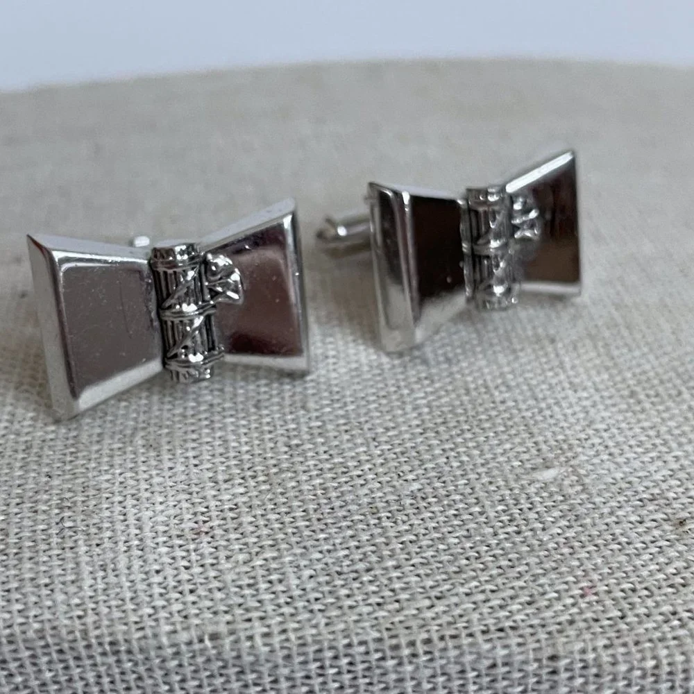 Vintage Hickok Silver Tone Cuff Links Pair